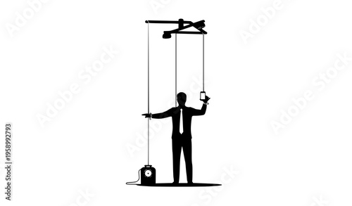 Human Controlled by Mobile Phone Strings Concept