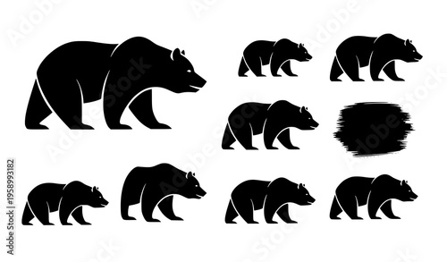 Minimal California Bear Silhouette Icon Black Animal Vector Design