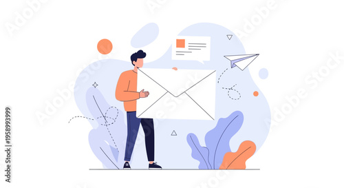 Man holding large envelope standing up.