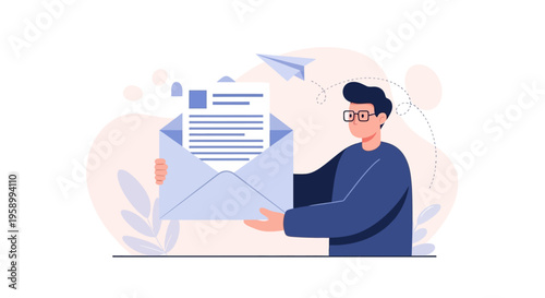Man holding an open letter document.
