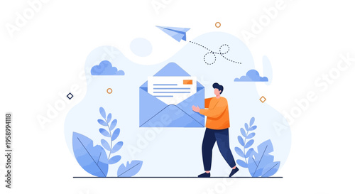 Man Holding Large Email Message.