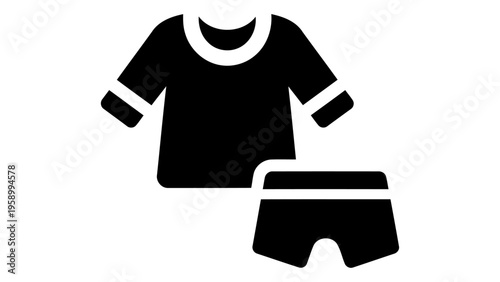 Black Silhouette of Loungewear Set T shirt and Shorts Icon
