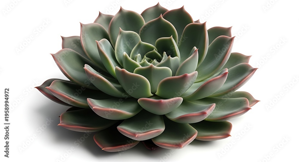 Fototapeta premium Close up view of a healthy green succulent plant with pinkish red edges in natural light