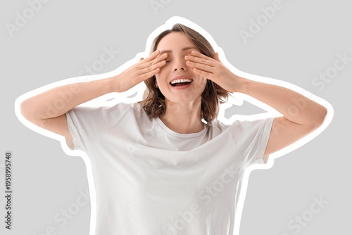 Happy young woman with shor...