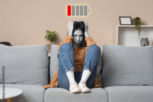 Portrait of worried young w...