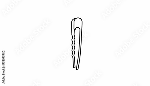 Hair Clip, Hairpin, Styling Tool, Beauty Accessory, Black and White Line Art