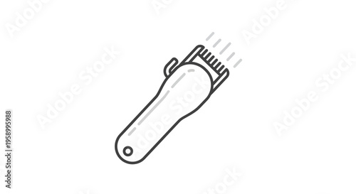Hair Clipper Icon, Barber Tool, Haircutting Equipment, Simple Line Art