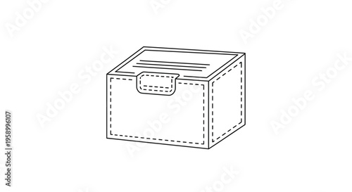Hand Drawn Sketch of a Small Card Holder Box with Lid and Slot