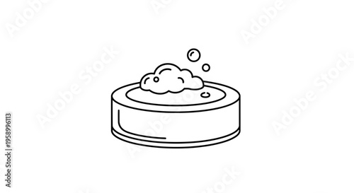 Hand Drawn Soap Bar with Bubbles Icon
