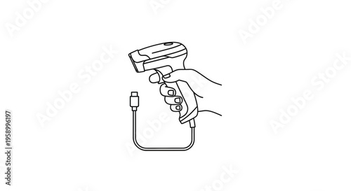 Hand Holding Barcode Scanner with USB Cable