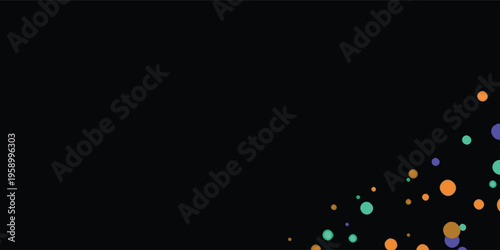 Colorful bokeh lights on a black background.