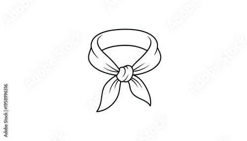 Hand-drawn illustration of a bandana tied around the neck, isolated on white background
