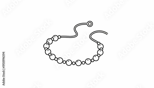 Hand-drawn illustration of a beaded bracelet with a string and loop closure on a white background