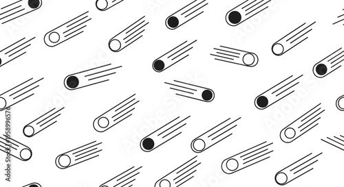 A minimalist vector graphic illustration of multiple cylindrical objects in motion on a white background
