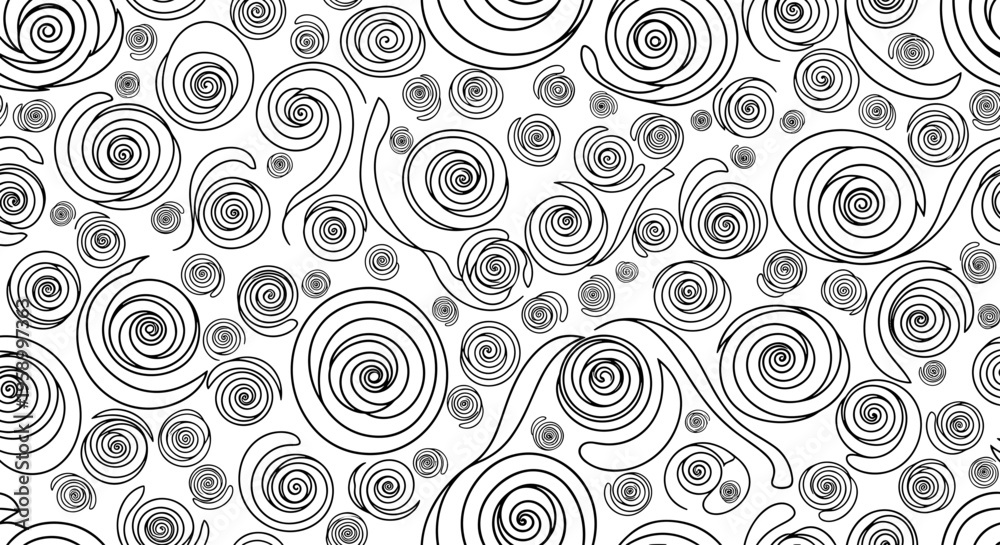 Fototapeta premium A minimalist black and white vector graphic illustration of swirling spiral shapes on a white background