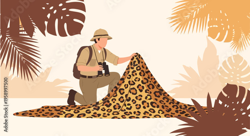 Adventurer Uncovers Leopard Print Fabric in Lush Jungle