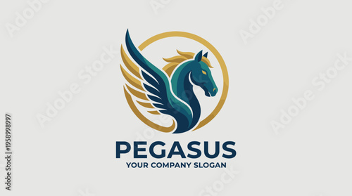This logo features a stylized Pegasus with flowing wings and a vibrant color scheme, representing creativity and elegance in the branding of your company or project.