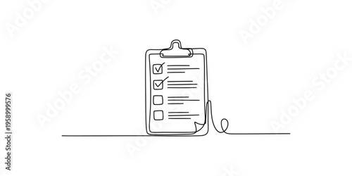 A clip art style line drawing of a checklist on a clipboard todo tasks reminder