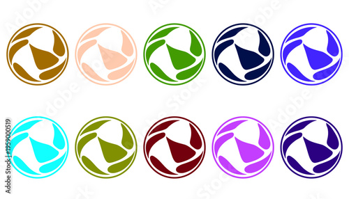 Collection of colorful abstract globe icons in various hues