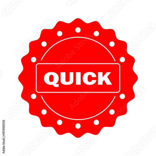Quick Label Badge Design | Red Sale Sticker, Fast Delivery Tag, Promotion Icon