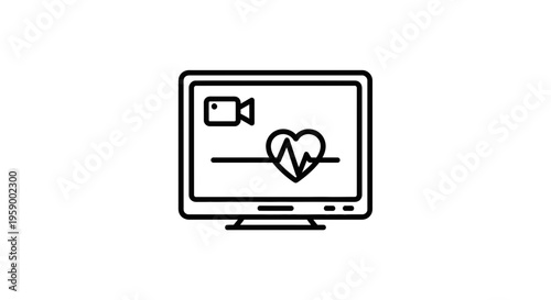 Digital Health Monitoring Screen with Video Call and Heartbeat EKG