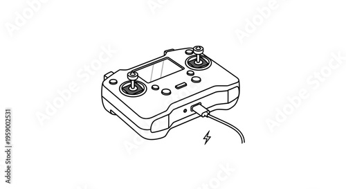 Drone Remote Controller Charging via USB Cable, Technology Concept
