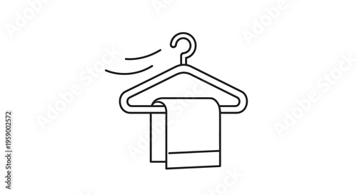 Drying towel on hanger with wind blowing, laundry concept, clean and fresh