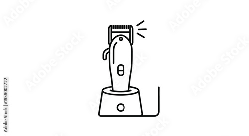 Electric Hair Clipper Charging on Stand, Barber Tool Icon