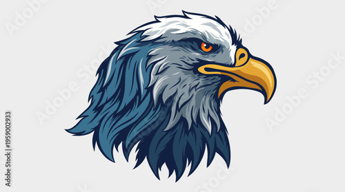 A striking eagle head illustration, showcasing fierce eyes and detailed feathers, symbolizing freedom, confidence, and power with a modern artistic flair, perfect for branding.