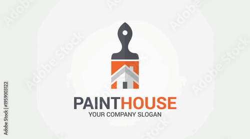 This logo features a paintbrush and house silhouette, representing creativity in home improvement and renovation services with a modern touch for prospective customers.
