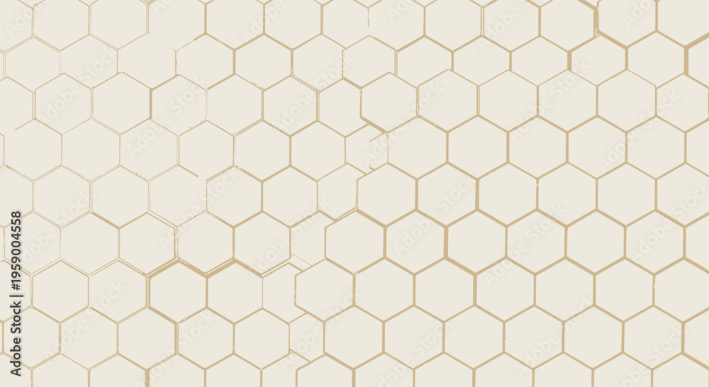 Fototapeta premium Abstract Hexagonal Pattern Background, Geometric Honeycomb Texture, Light Beige and Gold