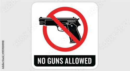 No guns allowed sign icon, prohibition of firearms symbol on white background.