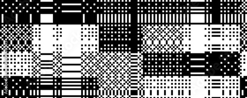 Glitch pixel grunge texture. Black and white dither pattern wallpaper. 8 bit abstract glitched distorted background. Retro bitmap distressed video game backdrop. Vector rippled pixelated screen