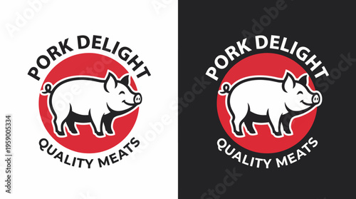 A clean and striking logo design highlighting a pig icon, symbolizing quality and freshness in meat products, suitable for a brand focused on premium meats.