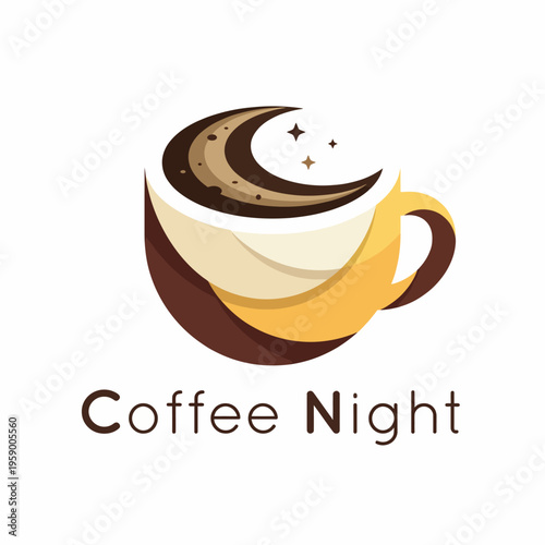 Featuring a coffee cup with a beautiful night sky illustration, this artwork captures the essence of a cozy coffee moment during a serene evening.