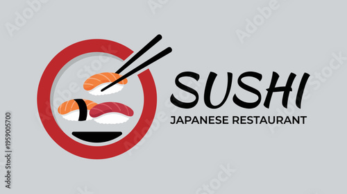 This sleek logo showcases various sushi types in a modern, circular design, representing the culinary expertise and artistry of a Japanese restaurant.