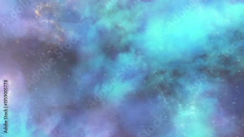 星が中心に吸い込まれる青くて美しく輝く銀河のアニメーション動画