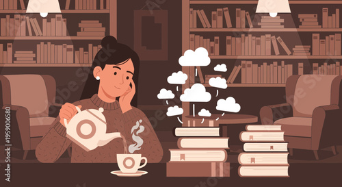 Person pouring tea from teapot into cup with steam rising.