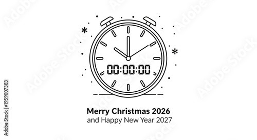 Christmas Countdown Timer Clock 2026-2027, Merry Christmas and Happy New Year Celebration