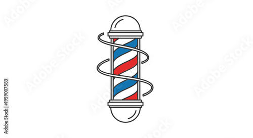 Classic Barber Pole with Swirling Lines - Vintage Hairdresser Symbol