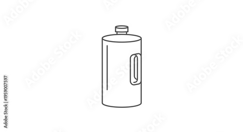Clean Bottle With Handle, Liquid Container, Simple Line Art Icon