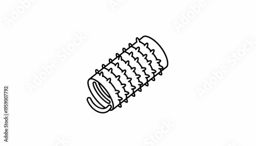 Close-up of a coiled spring with sharp spikes, industrial design element
