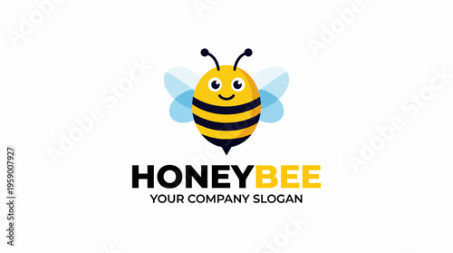 A cute and approachable bee logo perfect for a honey business brand, embodying the sweetness of nature and inviting customers to enjoy natural products.