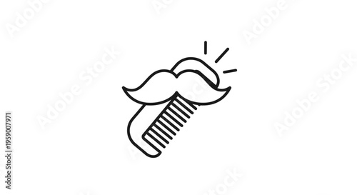 Comb and Mustache Icon: Grooming, Style, and Gentleman's Care