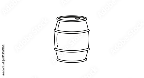 Black and White Line Drawing of a Vintage Barrel