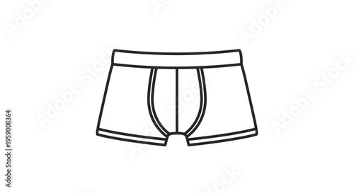 Boxer Briefs Icon, Men's Underwear Line Art, Simple Vector Illustration