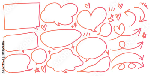 手書きの吹き出しセット ベクター イラスト 落書き