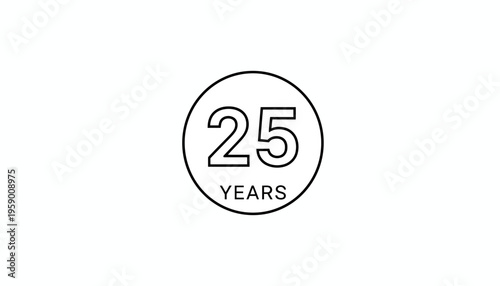 25 Years Anniversary Emblem, Celebration Icon, Milestone Achievement, Number 25 in Circle