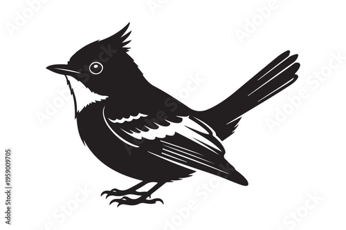 Blue Jay Bird Silhouette Vector Illustration Black SVG Clipart