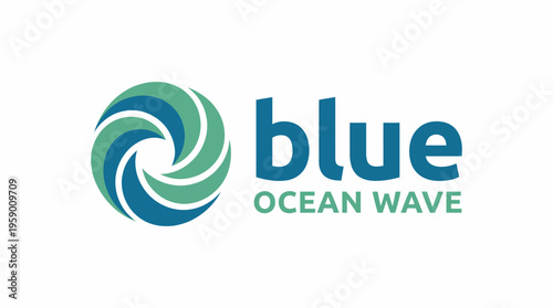 This logo reflects a swirling ocean wave design using gradients of blue and green colors, invoking a sense of tranquility and movement in any branding context.